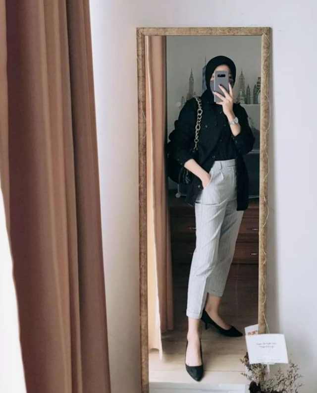 OOTD Kemeja Hitam hijab