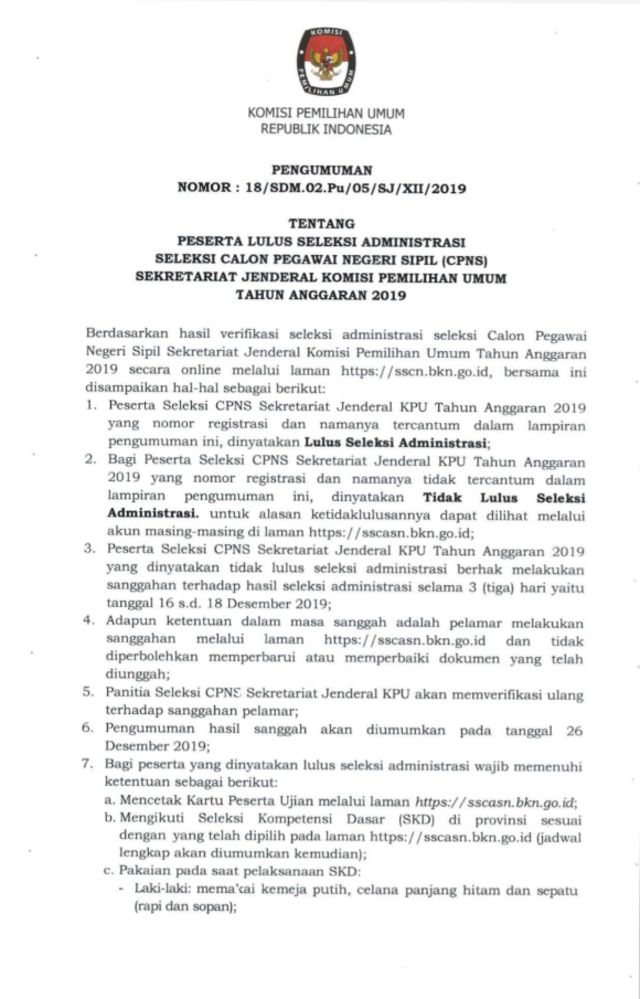 contoh tidak lulus administrasi CPNS