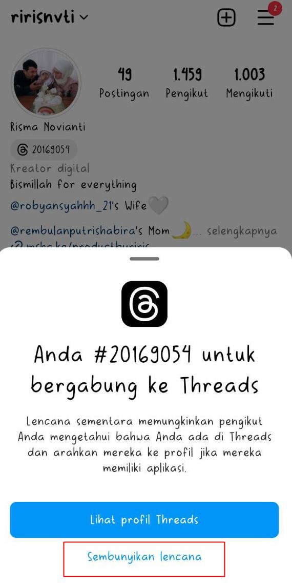 cara menghapus threads di bio instagram