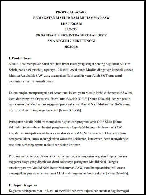 Contoh Proposal Maulid Nabi
