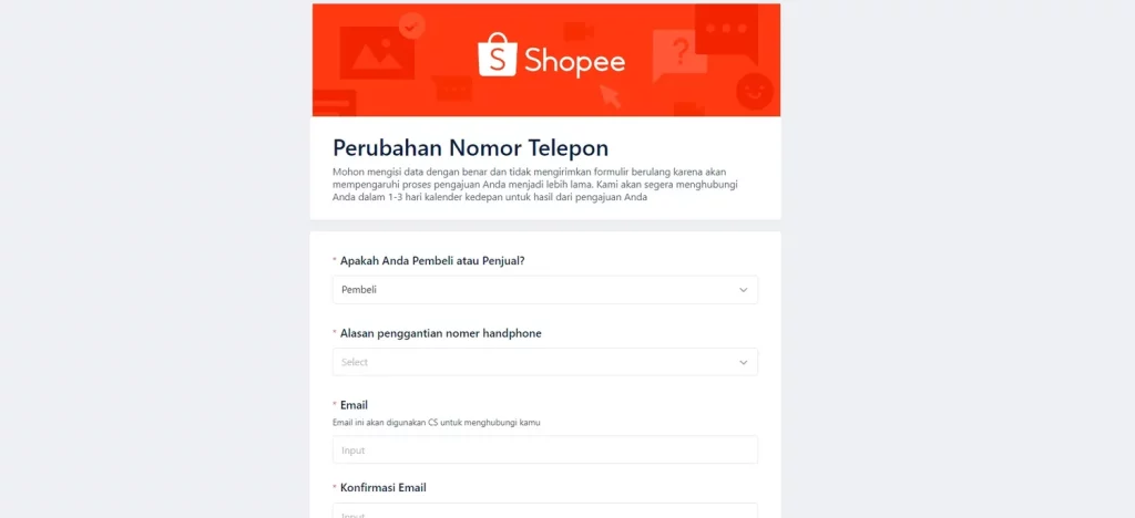 cara mengganti nomor di shopee yang sudah tidak aktif