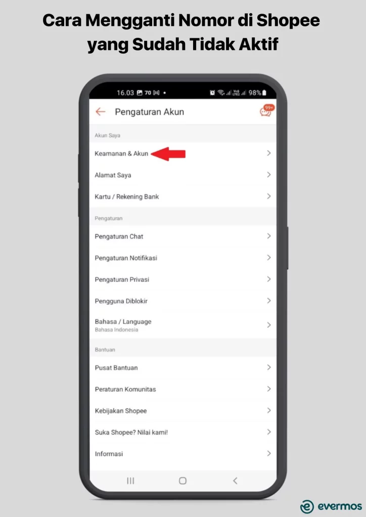 cara mengganti nomor di shopee yang sudah tidak aktif 