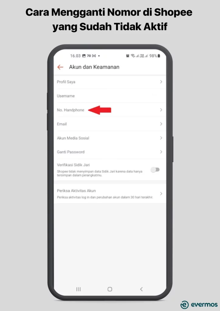 cara mengganti nomor di shopee yang sudah tidak aktif 