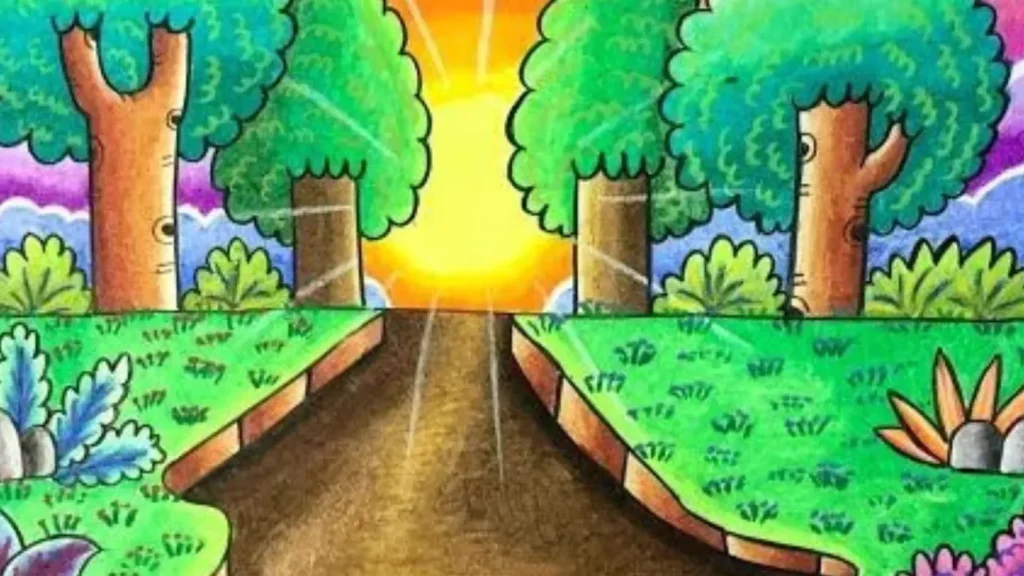 contoh gambar pemandangan alam yang mudah ditiru beserta warnanya