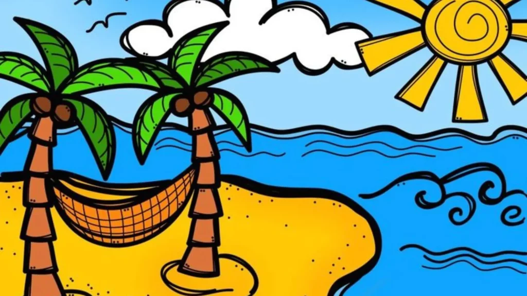 contoh gambar pemandangan alam yang mudah ditiru beserta warnanya