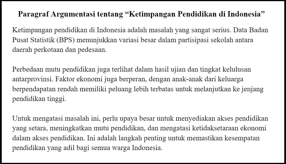 contoh paragraf argumentasi singkat