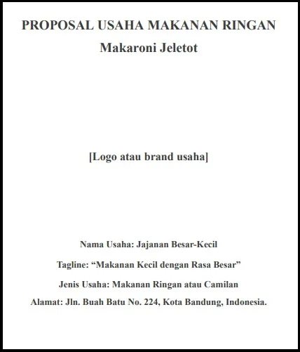 contoh proposal usaha makanan