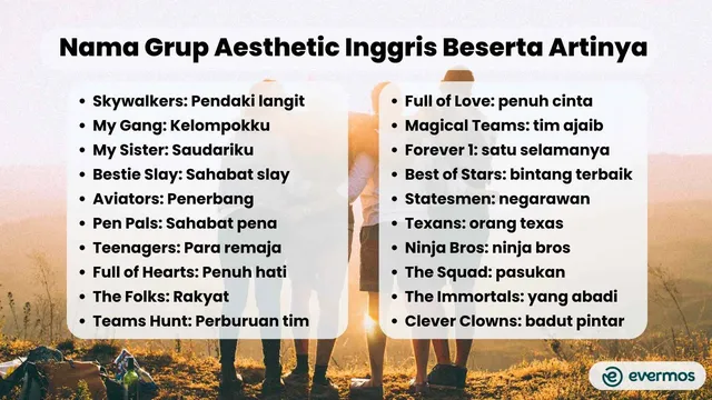 nama grup aesthetic inggris