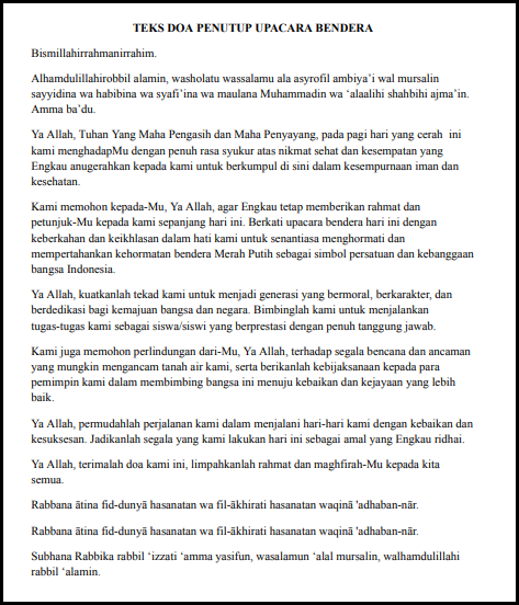 doa upacara bendera hari senin