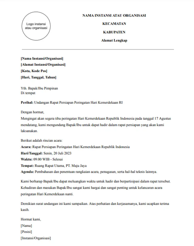 contoh surat undangan resmi