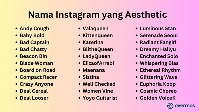 nama ig aesthetic