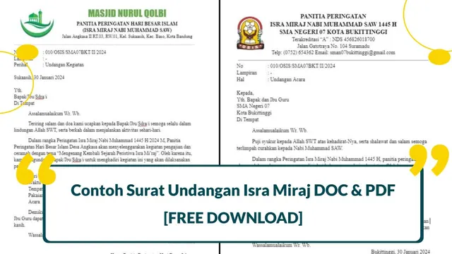 contoh surat undangan isra miraj