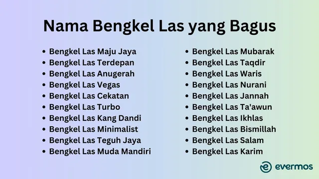 nama bengkel yang bagus