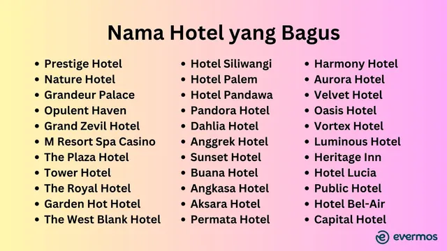 nama hotel yang bagus