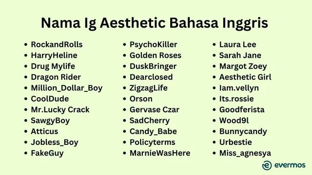 nama ig aesthetic bahasa inggris