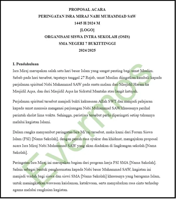 contoh proposal isra miraj
