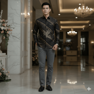 10 Rekomendasi Kemeja Batik Pria Lengan Pendek Modern Kualitas Terbaik kemeja-batik-pria-lengan-pendek-modern-slim-fit-hitam-gold-minimalis