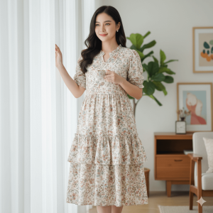 rekomendasi-daster-kekinian-viral-daster-ruffle-midi