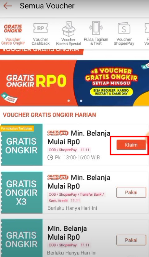 kode voucher gratis ongkir shopee