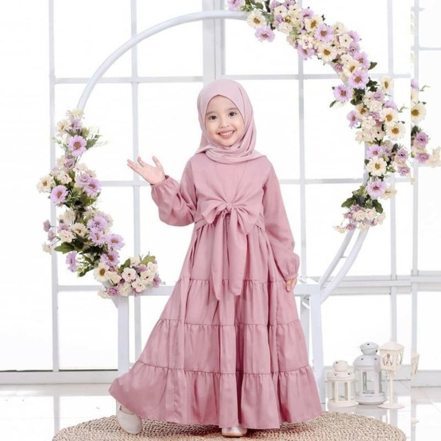model baju gamis anak perempuan terbaru, gamis ikat 