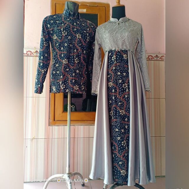 8 Model Baju Gamis Batik Kombinasi Kain Polos untuk Wanita Gamis Kebaya Bawahan Batik, Cocok dengan Pasangan