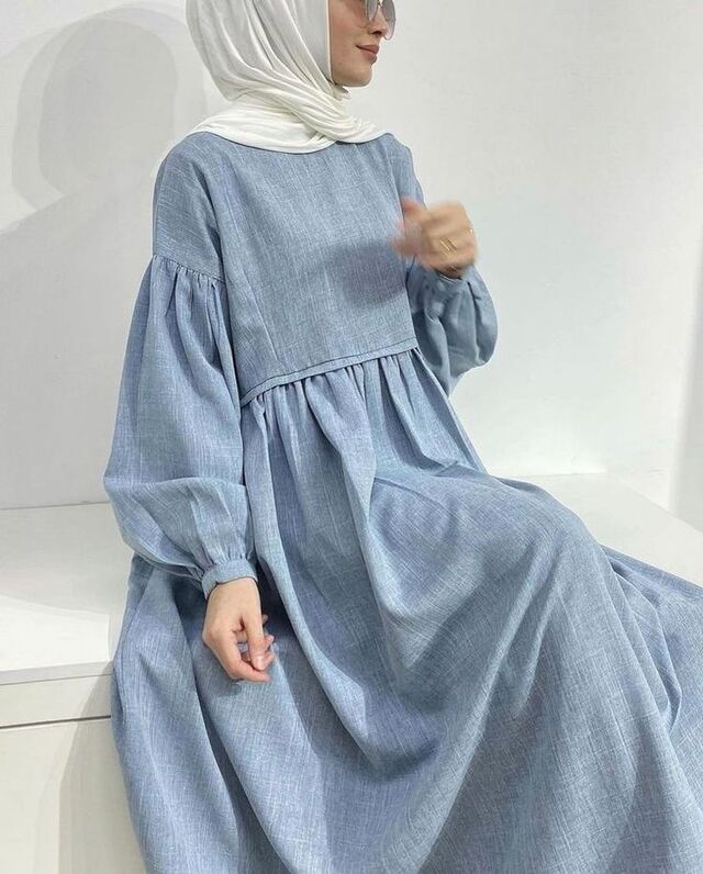 Gamis Polos Biru Jeans