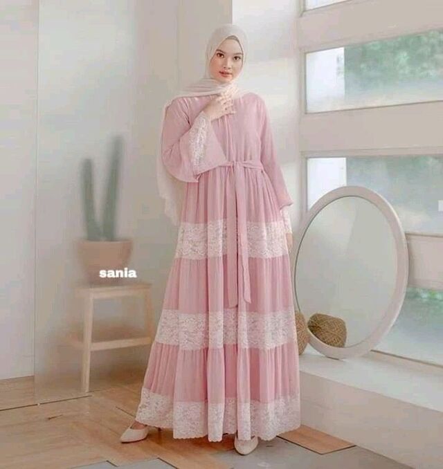 Model baju gamis dua warna terbaru 