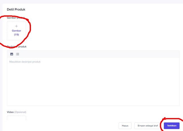tambahkan produk beserta informasinya 