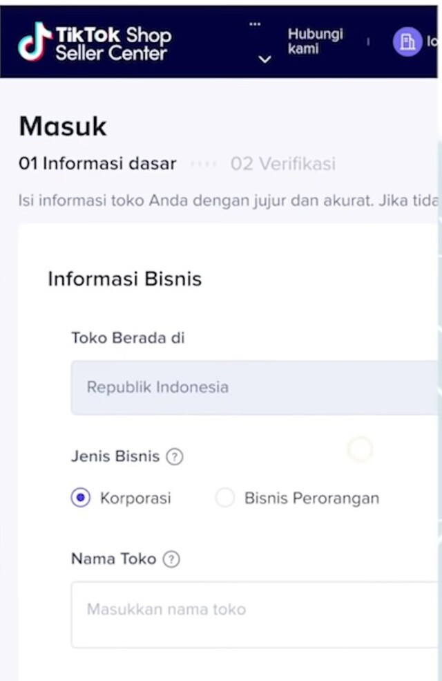 Masukan informasi Toko Pribadi Anda 