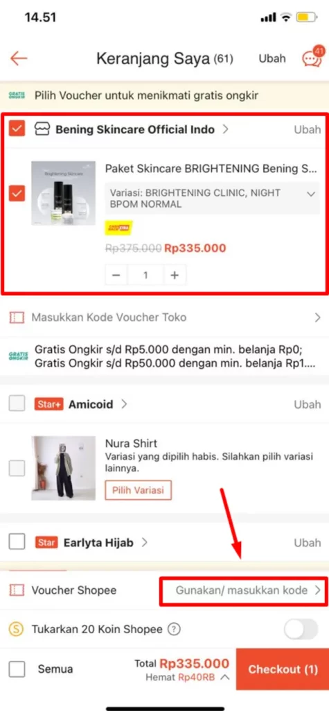 cara melihat kode voucher shopee