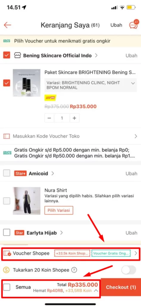 cara melihat kode voucher shopee