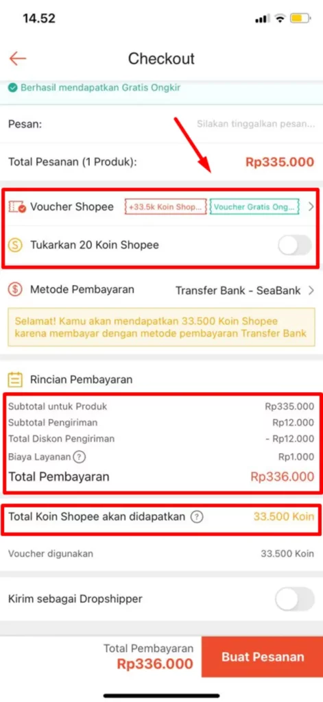 cara melihat kode voucher shopee