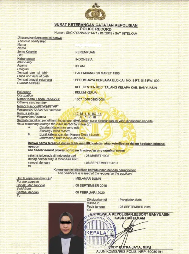 urutan persyaratan lamaran kerja