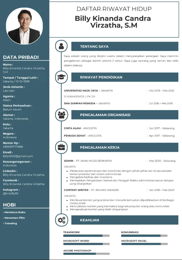 Contoh CV yang Dikirim Lewat WA