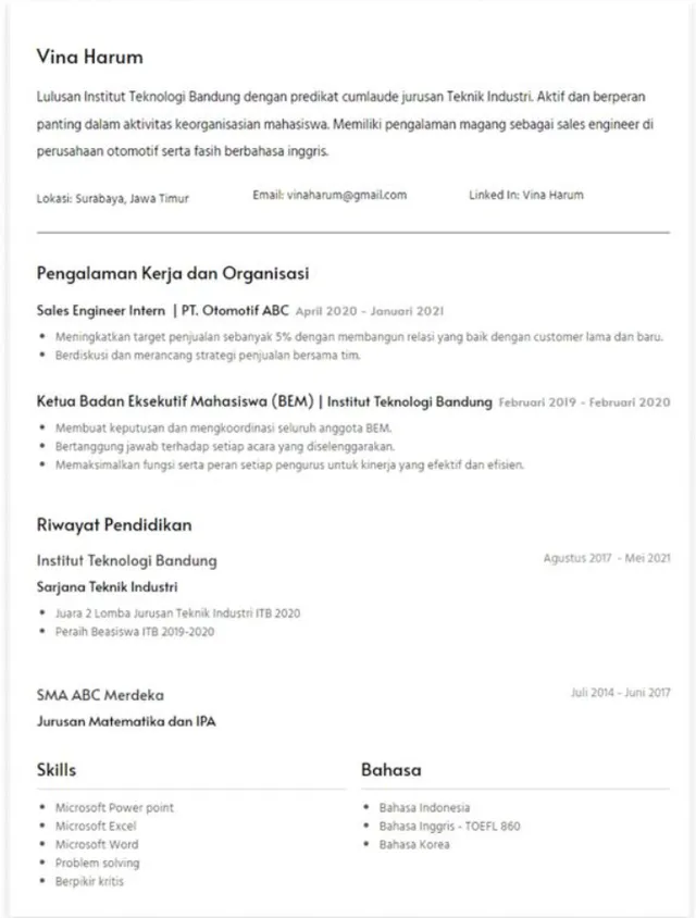 16 Contoh CV Mahasiswa untuk Masih Kuliah & ATS Friendly!