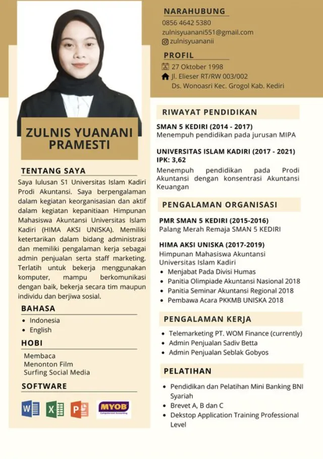contoh cv mahasiswa akuntansi
