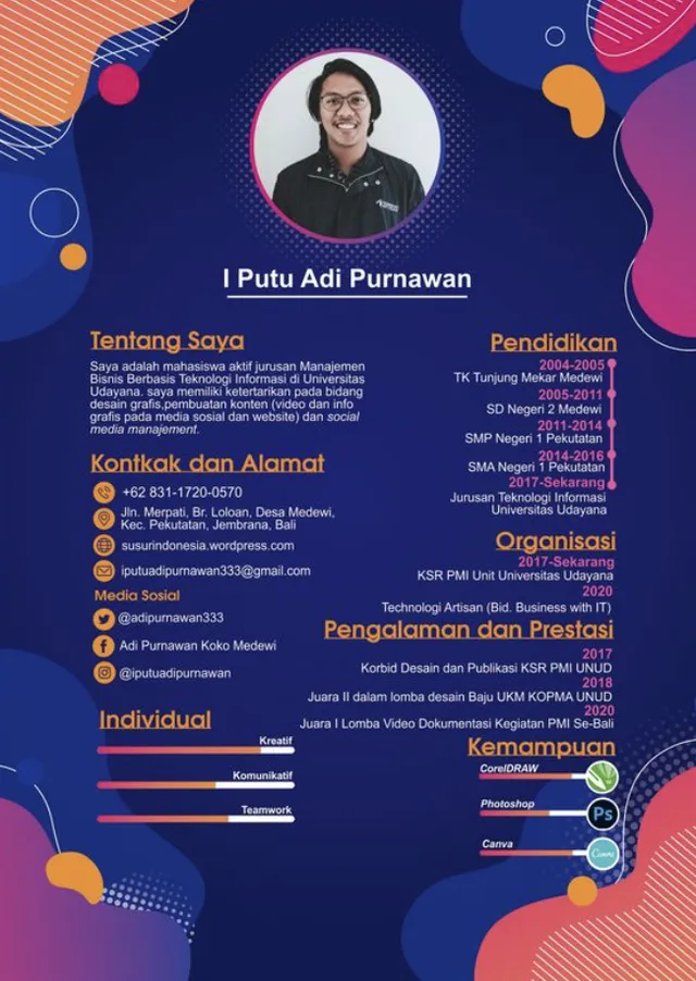 contoh cv mahasiswa