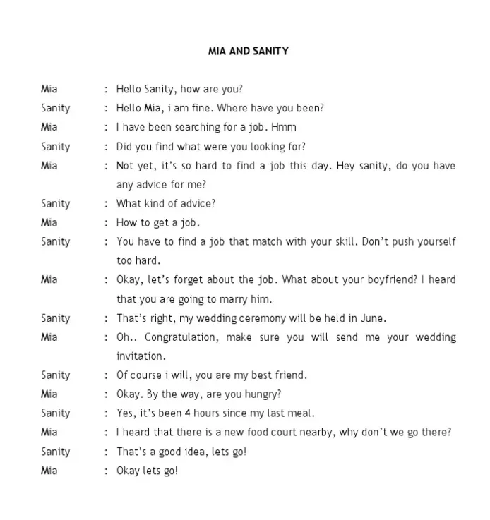 contoh dialog bahasa inggris 2 orang