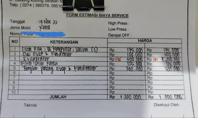 5 Contoh Nota Service Mobil Beserta Format yang Mudah! contoh nota service mobil