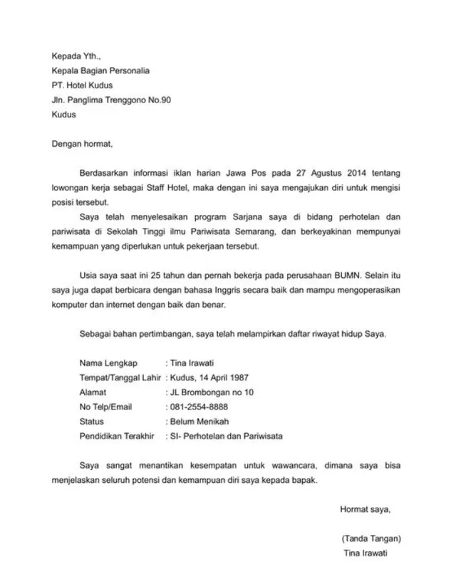 contoh surat lamaran kerja di hotel posisi staff2