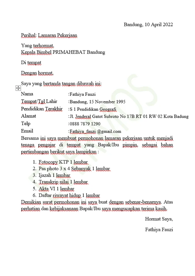 3 Contoh Surat Lamaran Kerja Guru Bimbel yang Baik dan Benar