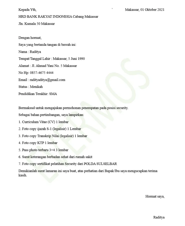 [FREE DOWNLOAD] 10 Contoh Surat Lamaran Kerja Satpam yang Baik dan Benar