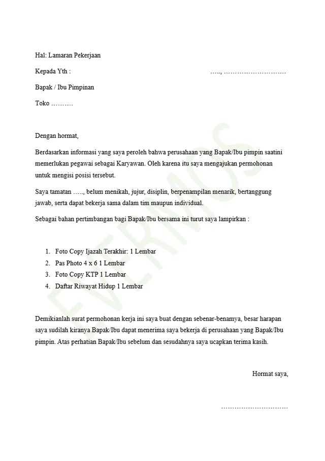 10 Contoh Surat Lamaran Kerja di Toko Berbagai Toko Contoh Surat Lamaran Kerja di Toko Buku