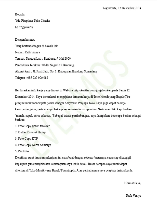 10 Contoh Surat Lamaran Kerja di Toko Berbagai Toko Contoh Surat Lamaran Kerja di Toko