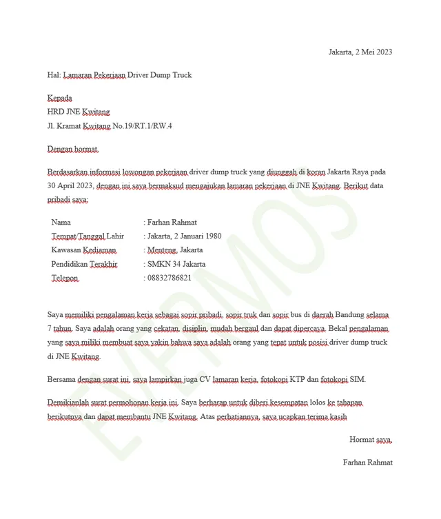 5 Contoh Surat Lamaran Kerja Driver Berbagai Posisi, Lamar Sekarang!