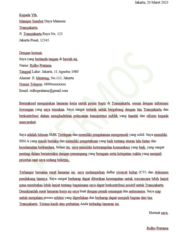 5 Contoh Surat Lamaran Kerja Driver Berbagai Posisi, Lamar Sekarang! contoh surat lamaran kerja driver