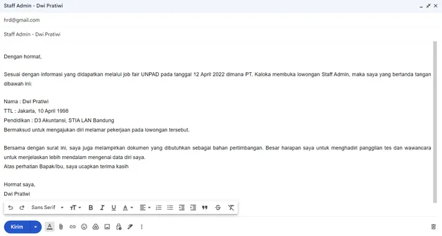 Cara Membuat Lamaran pekerjaan Lewat Email