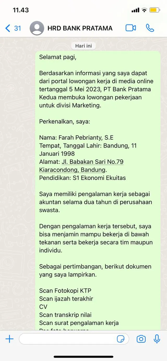 7 Cara Melamar Kerja Lewat WA dengan Formal, Auto Dilirik HRD!