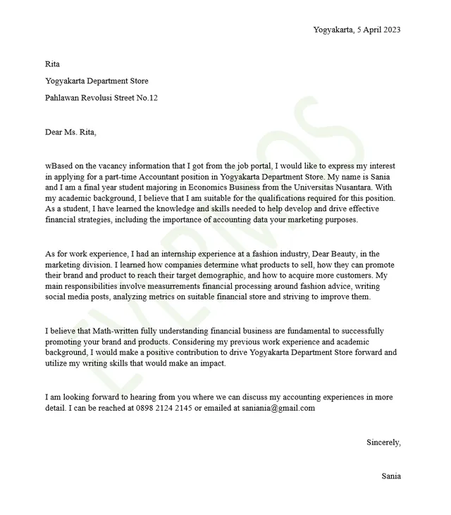 5 Contoh Surat Lamaran Kerja Part Time Berikut Tips Suksesnya!