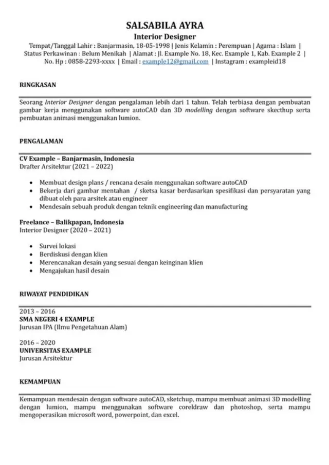 cv ats mahasiswa